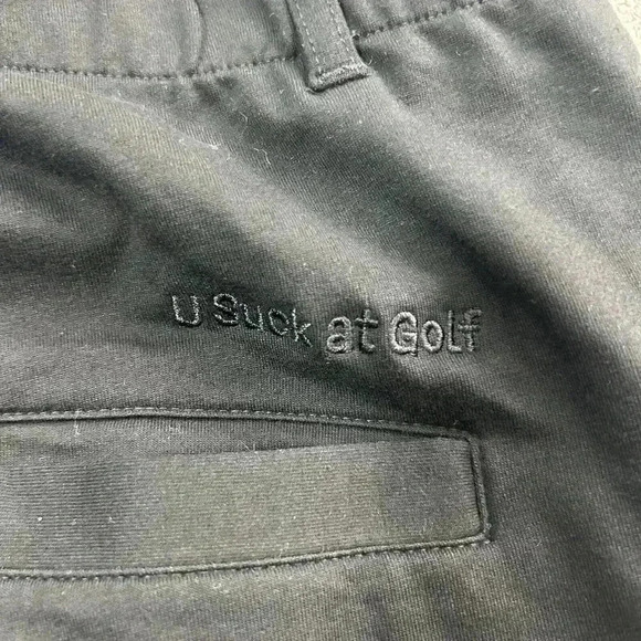 U Suck At Golf Pants Mens Size 40 Black USAG Cotton Spandex Blend Trouser - Picture 11 of 12